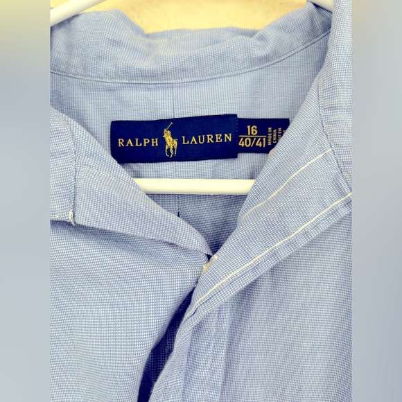 Ralph Lauren Light Blue Bottom Down Shirt for Men Size 16 - Picture 2 of 4